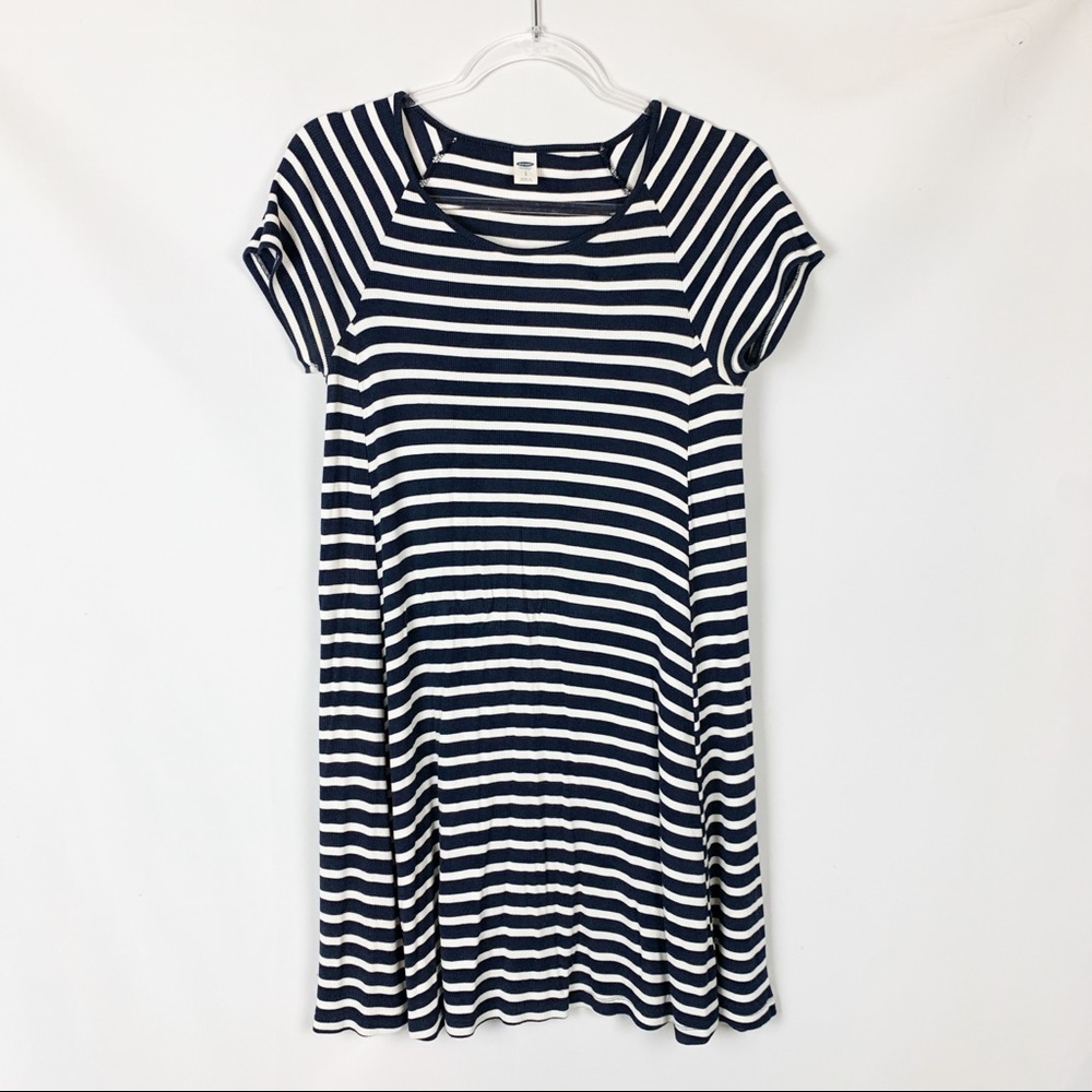 2/$20 OLD NAVY striped swing dress Navy White S